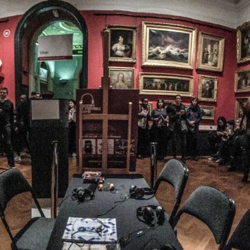 The massive queue in V&A room 82 waiting to visit the Museum of Portable Sound.